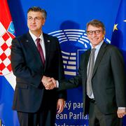 Predsjednik Vlade RH, Andrej Plenković s predsjednikom Europskog parlamenta, Davidom Sassolijem