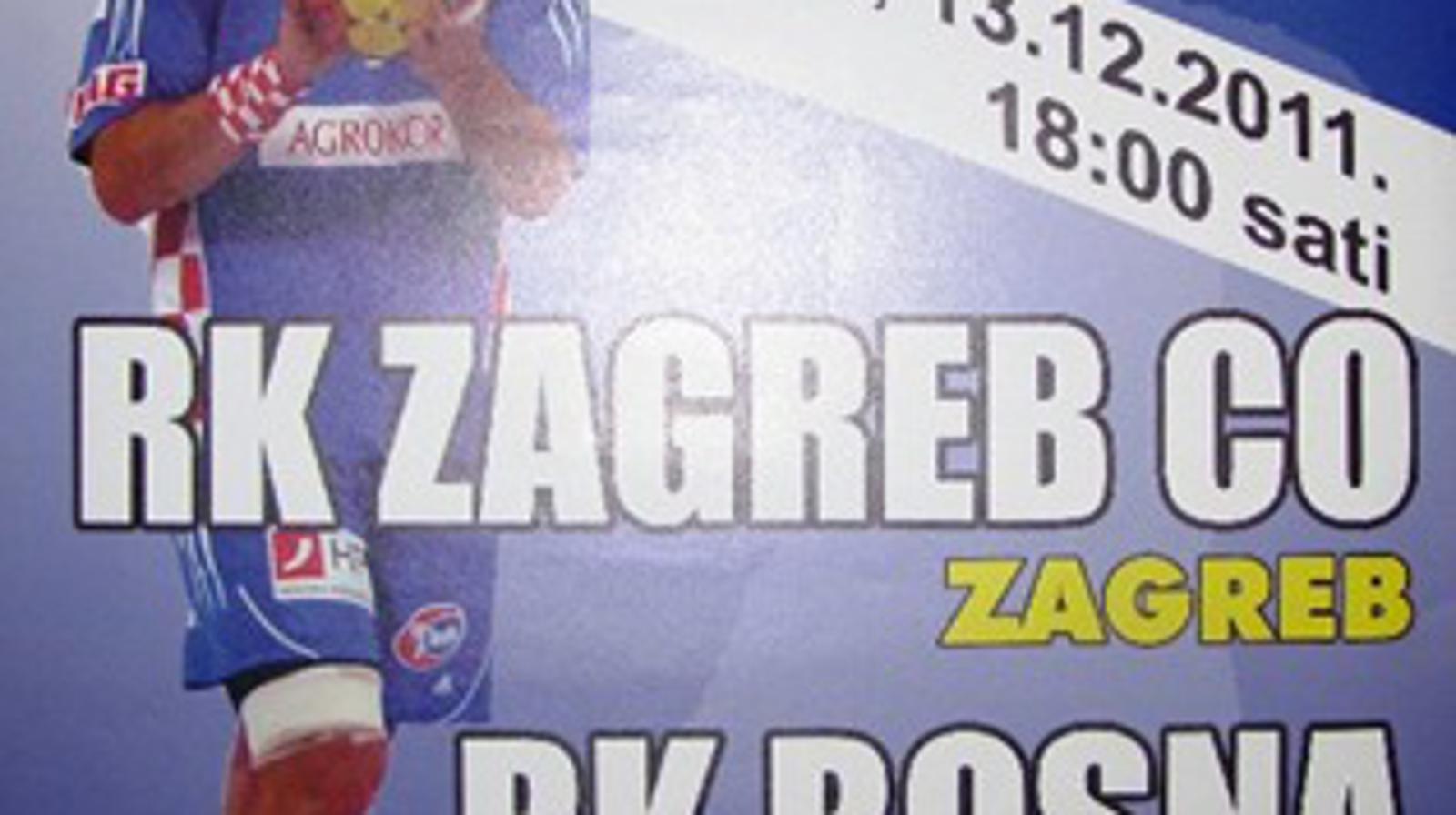 Plakat za utakmicu Zagreb CO - Bosna Sarajevo