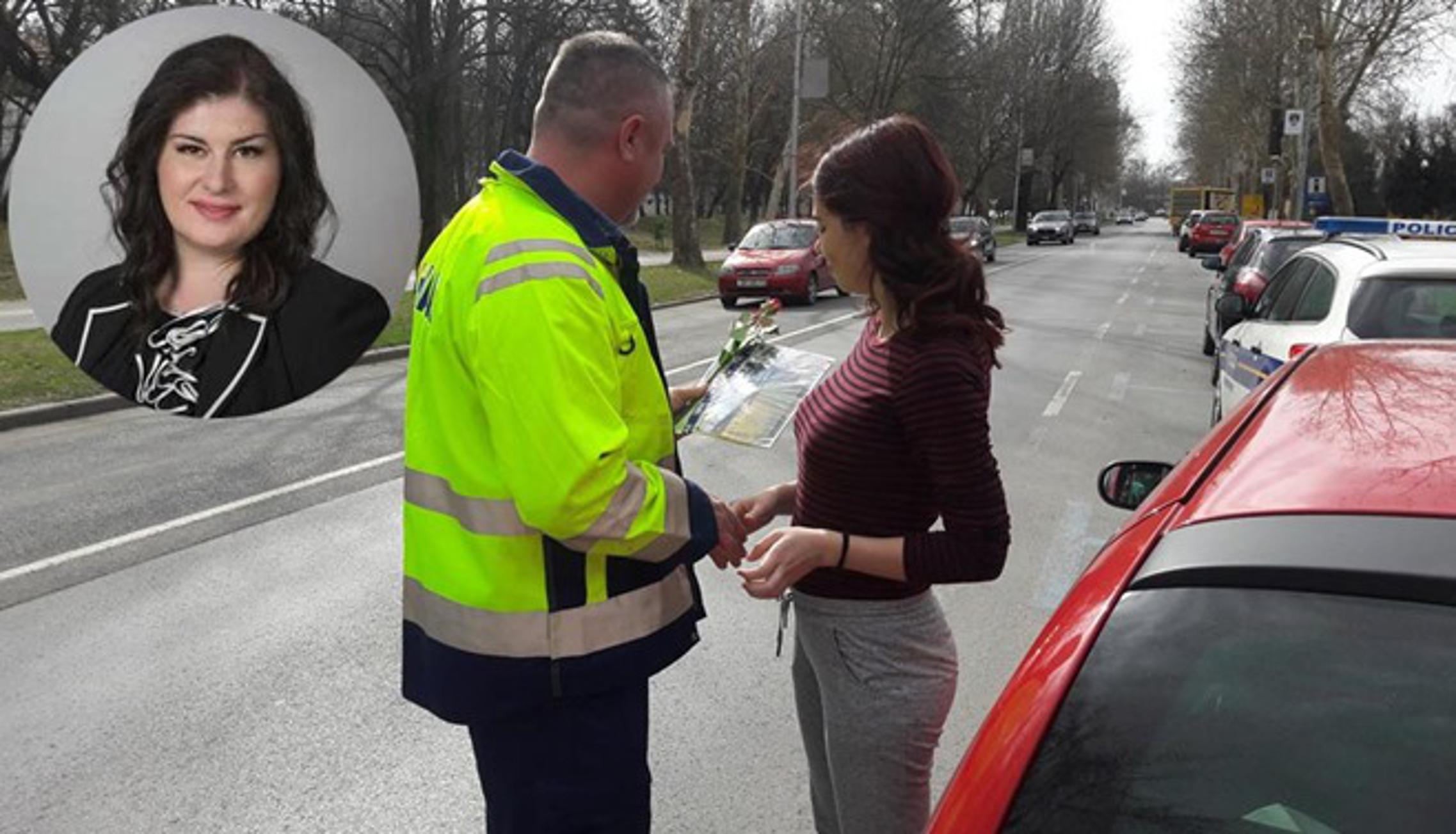 Ruže za vozačice na Dan žena u Slavonskom Brodu (U krugu: Gabrijela Žalac)