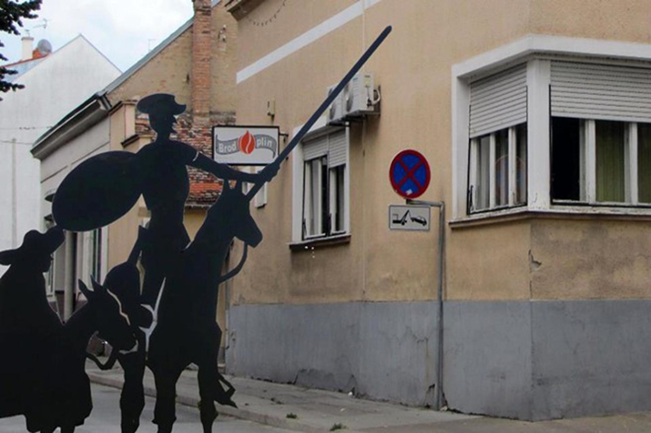 Ilustracija: Don Quijote, Sancho Panza, Rocinante i Rucio
