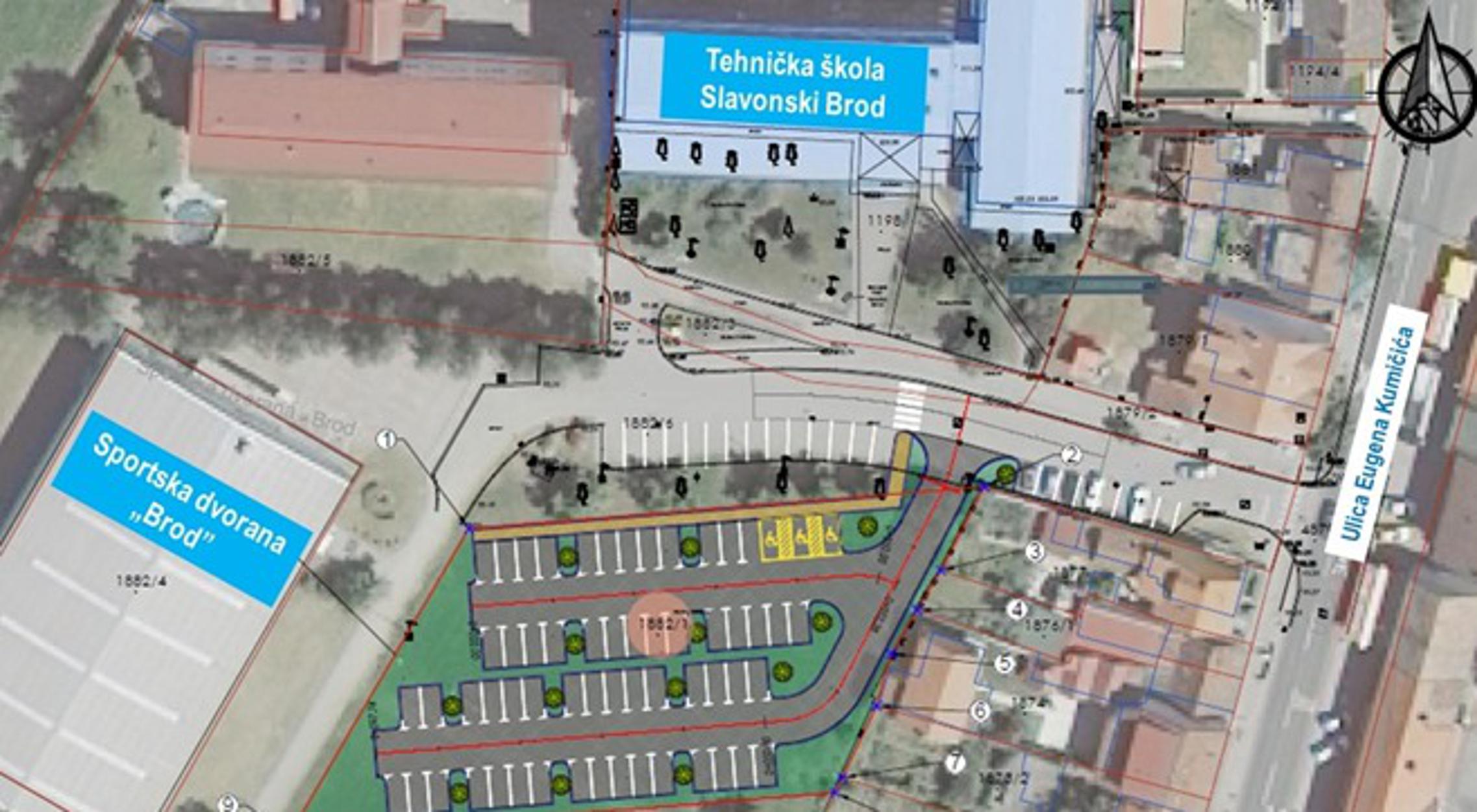 Lokacija novog javnog parkinga sa 60 mjesta u Slavonskom Brodu